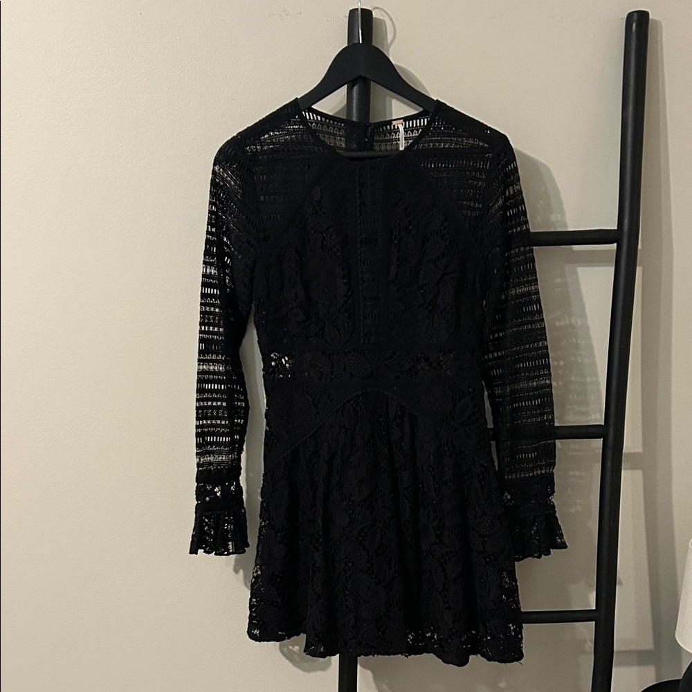 FREE PEOPLE Elegant Black Lace Dress